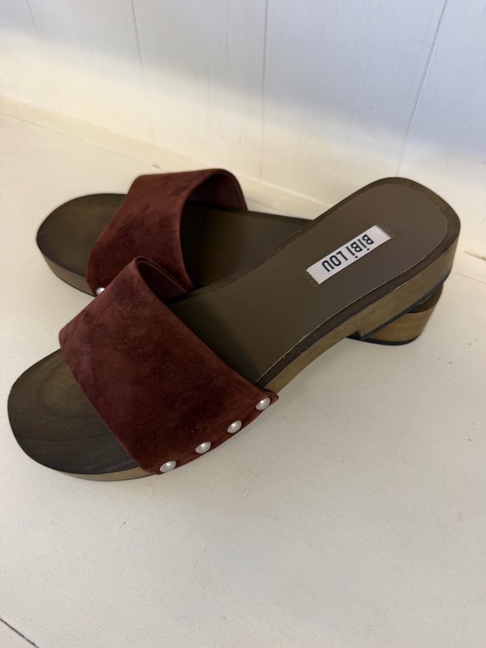 Anthropologie Suede Slide Sandals in Brown - Picture 3 of 4